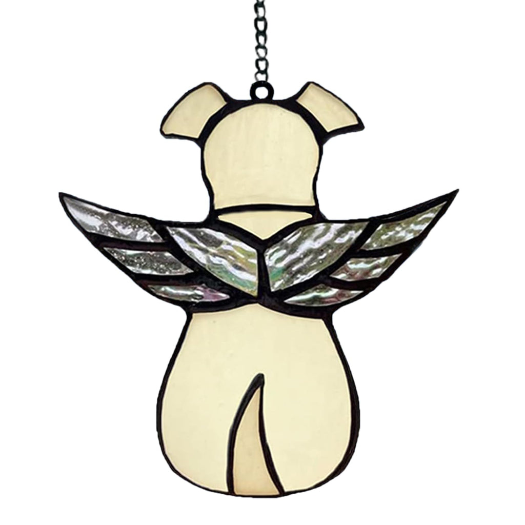 ASOCEA Stained Glass Dog Memorial Gifts, Pet Sympathy Gifts for Dog Lovers, Stained Glass Window Hanging Dog, Loss of Dog Hanging Ornament Dog Bereavement Gifts (Beige) - PawsPlanet Australia