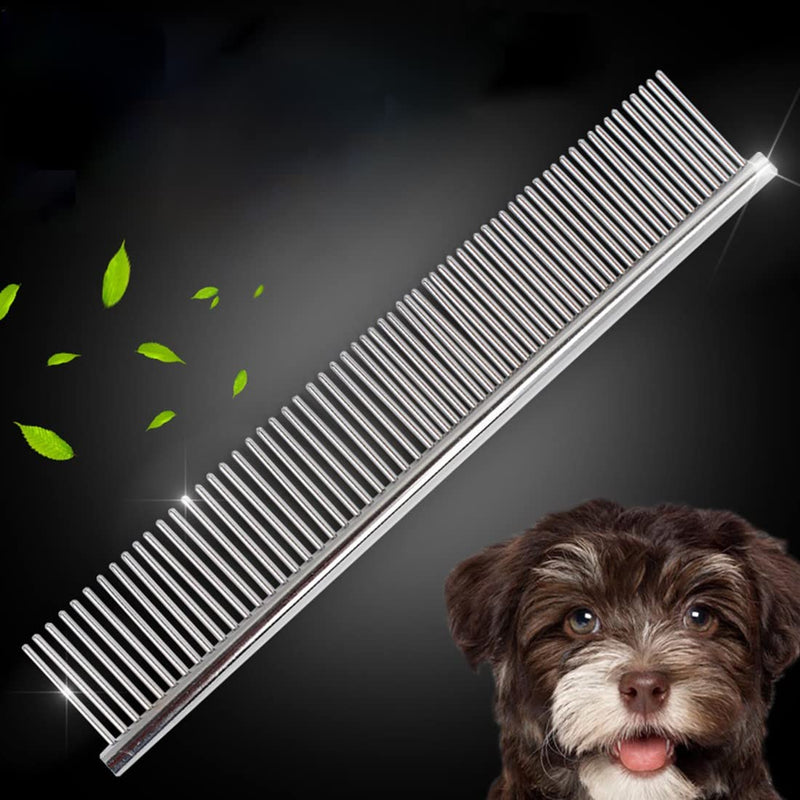 PLABBDPL 2pcs Stainless Steel Pet Comb Pet Comb with Rounded Stainless Steel Ends for Large Medium Small Dogs Cats - PawsPlanet Australia