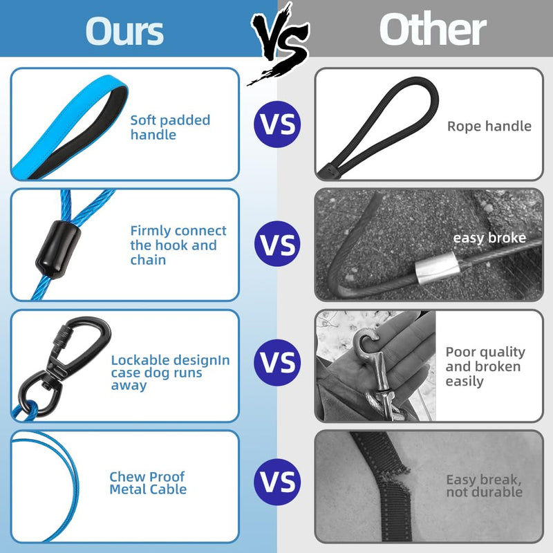 Dog Leash,4/6 FT Dog Leash,Chew Proof Metal Cable for Large Dog and Puppy Teething,Leash with Padded Handle,Blue Dog Leash Heavy Duty for Small Medium Large Dogs 6FT Blue - PawsPlanet Australia