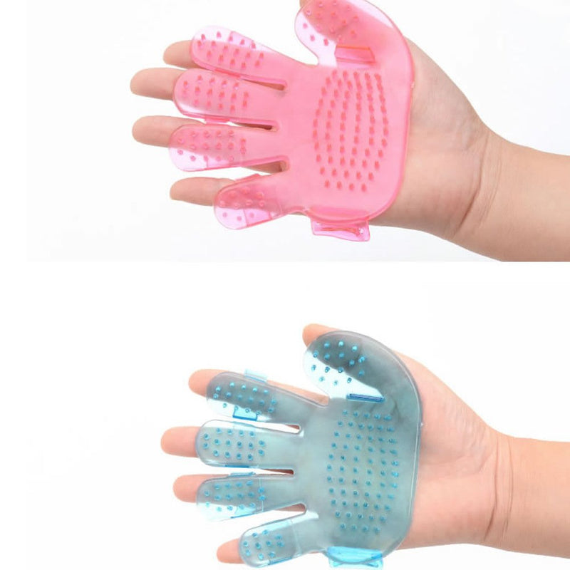 [Australia] - SIMPLEST LIFE Adjustable Gentle Pet Grooming Message Bath Glove Efficient Dog Cat Brush-Pack of 2(Blue & Pink) 