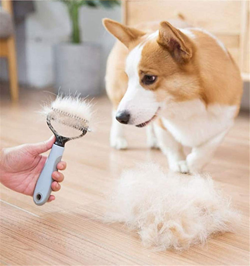 QMYS Pet Dematting Comb Dogs and Cats Dematting Rake Combs Grooming Tool Deshedding Brush Pets Loose Knots Hair Removal Trimmer (Blue, Large) - PawsPlanet Australia