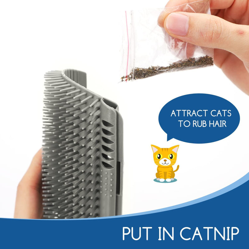 Vebetter cat brush, cat self groomer, massage corner cat brush, cat brush wall, gentle cat brush with catnip for doors, tables, walls, long hair, short hair cat grooming, cat toy. - PawsPlanet Australia
