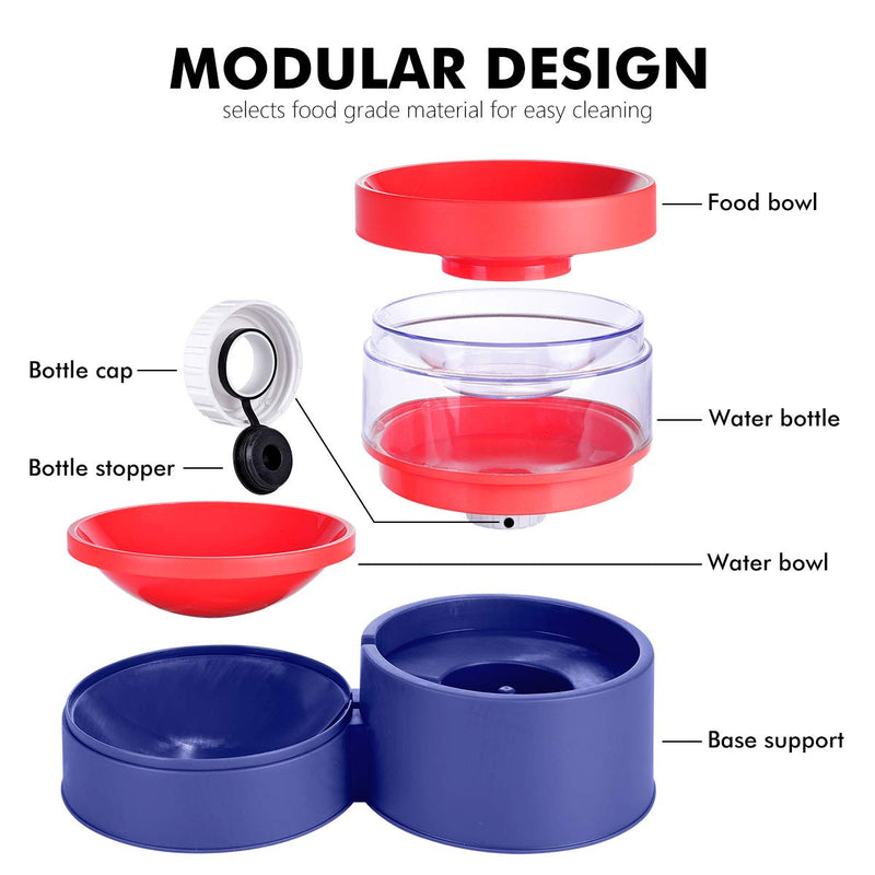 Yowea Cat Food Bowls Elevated, Raised Cat Bowls for Food and Water Set, Automatic Waterer Dispenser, Plastic Food Grade Material, No Spill Non Tip Over Pet Dish for Indoor Cats, Small Dogs(Blue) blue - PawsPlanet Australia