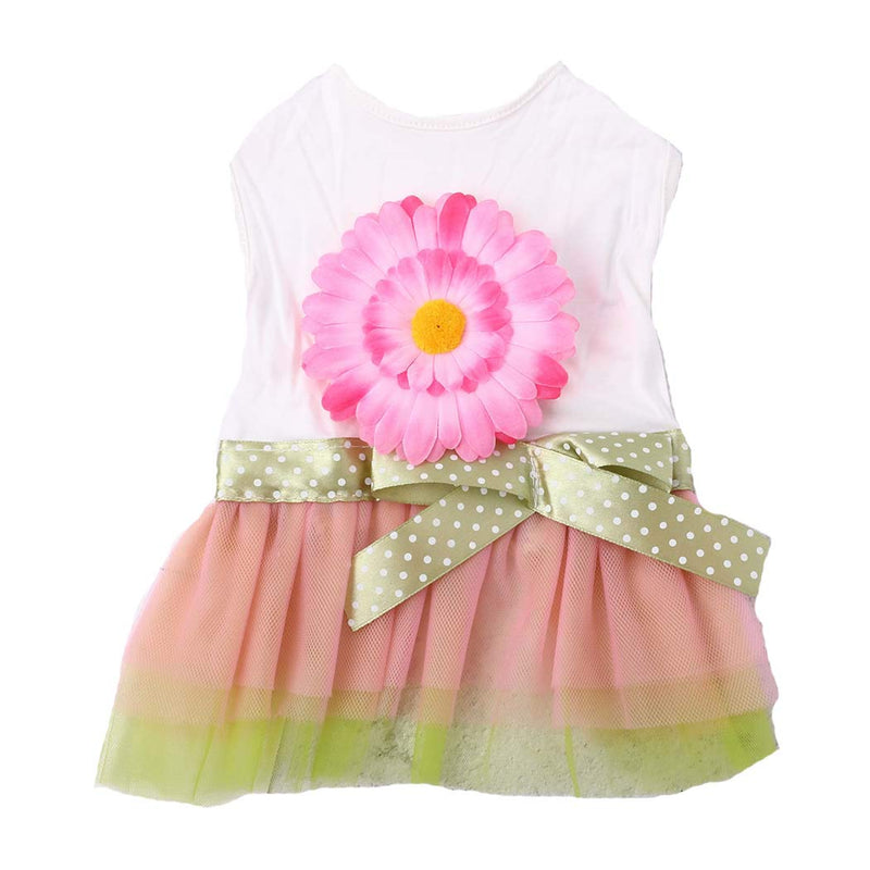 [Australia] - Petea Daisy Flower Gauze Tutu Dog Dress Vest Apparel Skirt Clothes Pet Puppy Bowknot Princess Clothes for Dogs and Cats Small 