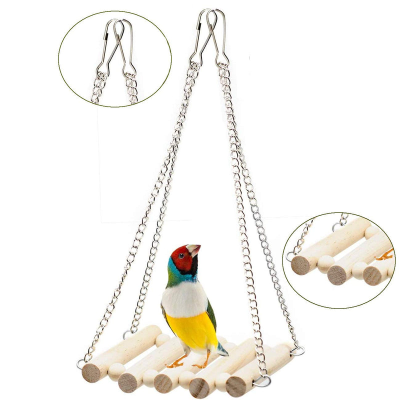 Wonninek 13 Pcs Bird Parrot Swing Chewing Toys with Upgraded Bell Natural Wood Standing Hanging Hammock Bird Cage Toys for Small Parakeets, Cockatiels, Finches, Budgie, Macaws - PawsPlanet Australia