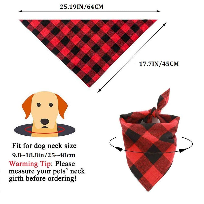 [Australia] - ASOCEA Dog Plaid Bandana Washable Triangle Bibs Cotton Kerchief Scarf Accessories for Small Medium Dogs Puppy Birthday Party Holiday Daily Use 
