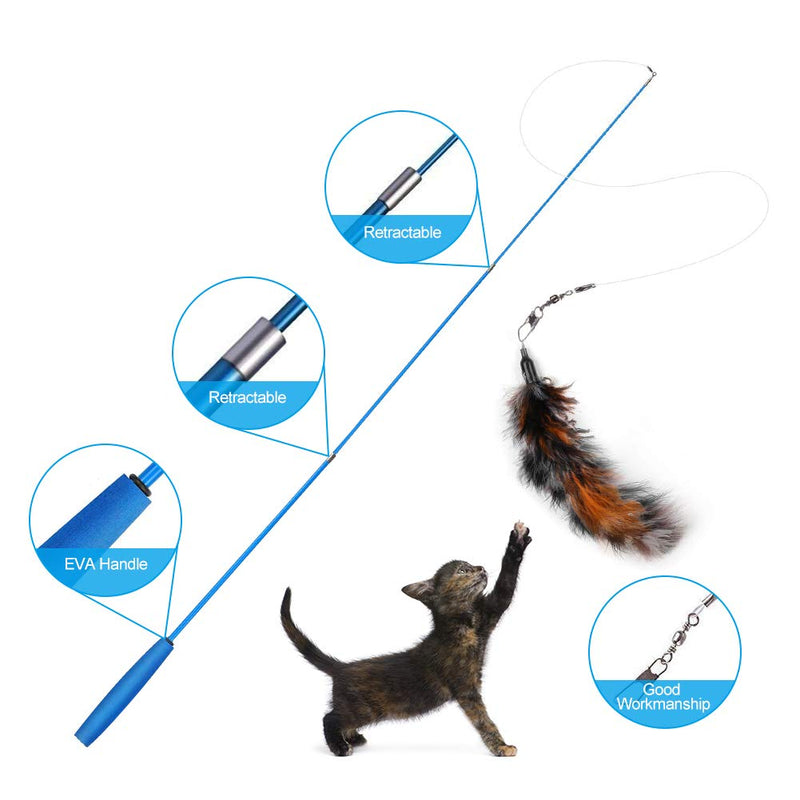 Ertisa Cat Toys, 11 Pack Cat Teaser Wand Toy Set, Cat Toys Interactive Retractable Wand Rod with Assorted Colourful Toy with Bells for Kitten Cat Having Fun Exerciser Playing - PawsPlanet Australia