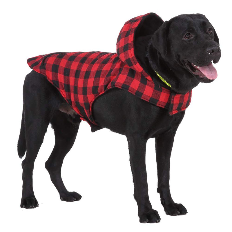 Pet Dog Puppy Dog Coat Windproof Cotton-padded Winter Dog Jacket Clothes With Hooded Scarf for Small Medium Dog in Autumn Winter - Red - M - PawsPlanet Australia