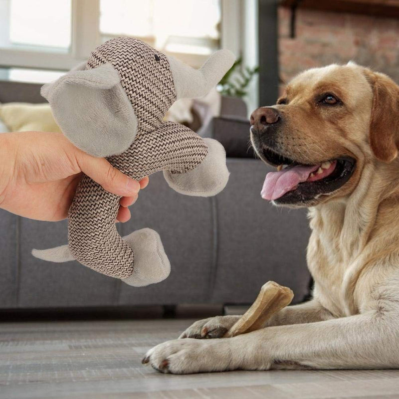 Pssopp Pet Squeak Toy Cotton Blend Chewing Toys Animal Shape Plush Teething Toys Cat Dog Teeth Cleaning Toy Pet Interactive Biting Bauble Bite Resistance Training Chew Toy (Elephant) Elephant - PawsPlanet Australia