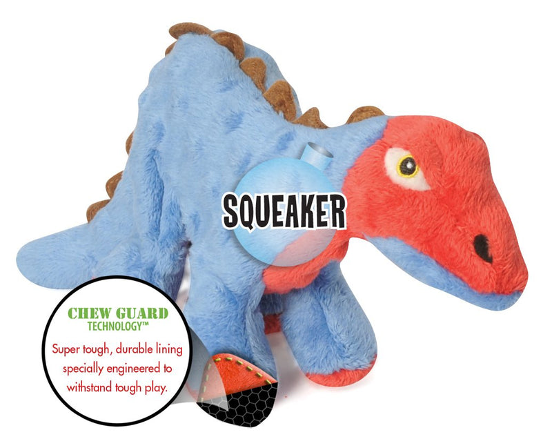 goDog Dinos Squeaker Plush Dog Toy with Chew Guard Technology - Soft & Durable, Chew Resistant & Tough Reinforced Seams - Multiple Styles, Colors, & Sizes Small Dinos Spike (Blue) - PawsPlanet Australia