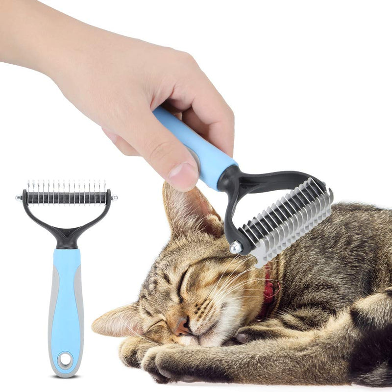 Cikonielf Pet Dematting Comb Undercoat Brush Undercoat Brush Dog Brush Cat Brush Undercoat Comb Pet Fur Hair Knot Comb for Dogs Cats (Blue L) Blue L - PawsPlanet Australia