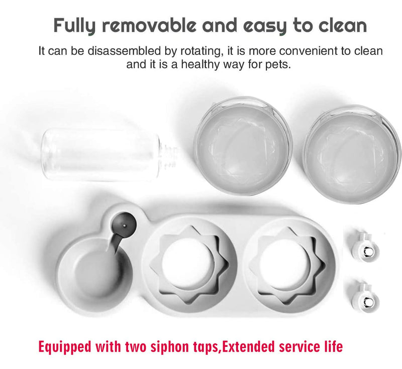 Cat Bowls,3-in-1 Pet Bowl,Cat Bowls With Stand Tilted 15°,Detachable Pet Bowl for Cats and Dogs,Anti-spill and Adjustable,Pet Food Bowl for Cats and Puppies,Water Bowl - PawsPlanet Australia