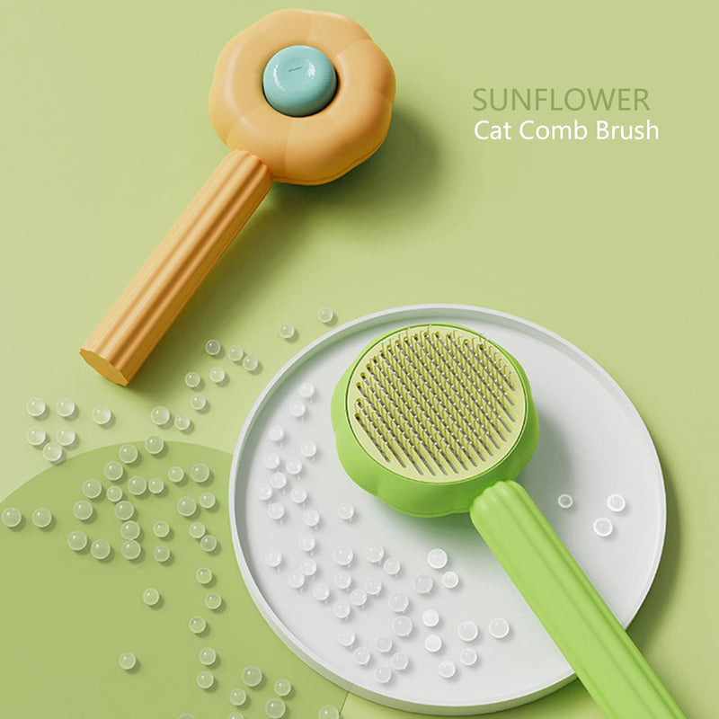 absob pet brushes, self-cleaning cat brush, dog brush for removing loose hair, for cats and dogs with short, medium and long hair (orange) Orange comb + red hair removal brush - PawsPlanet Australia
