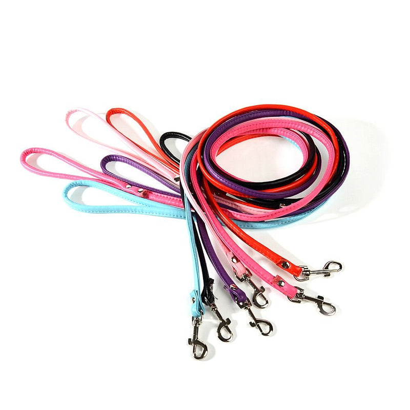 [Australia] - Smoosky Pet Supplies Round Colorful Leather Rolled Dog Puppy Walking Leashes for Small Medium Breeds S Blue 