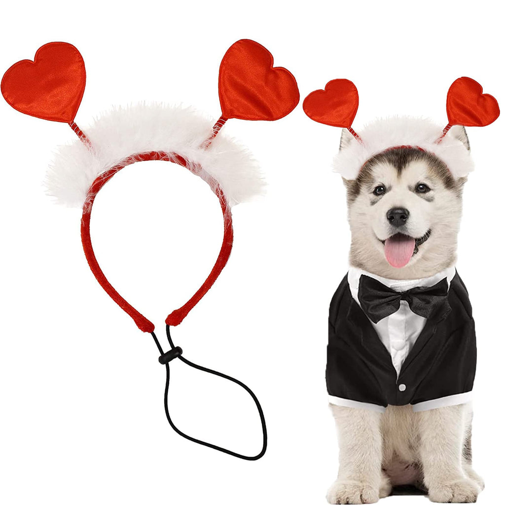 Ausejopeac Valentine's Day Dog Costume Pet Heart Headband for Dog Cat Glitter Valentine's Day Supplies - PawsPlanet Australia