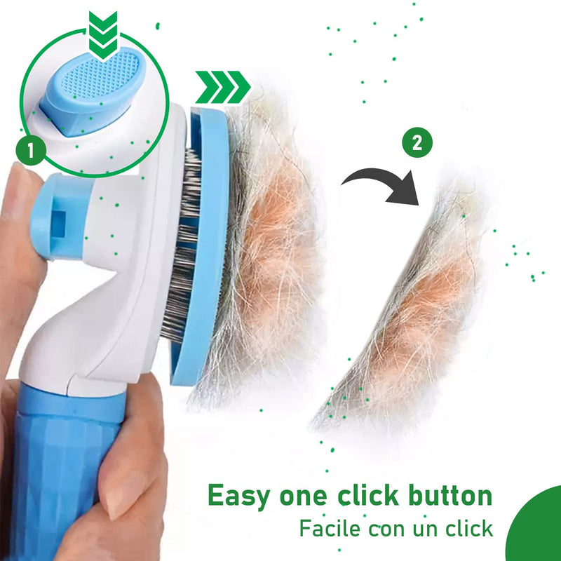 Cable Technologies Soft Brush for Dogs and Cats, Self-Cleaning Grooming Brush, Remove Dead and Excess Hair without Scratching the Animal's Skin (Blue) Blue - PawsPlanet Australia