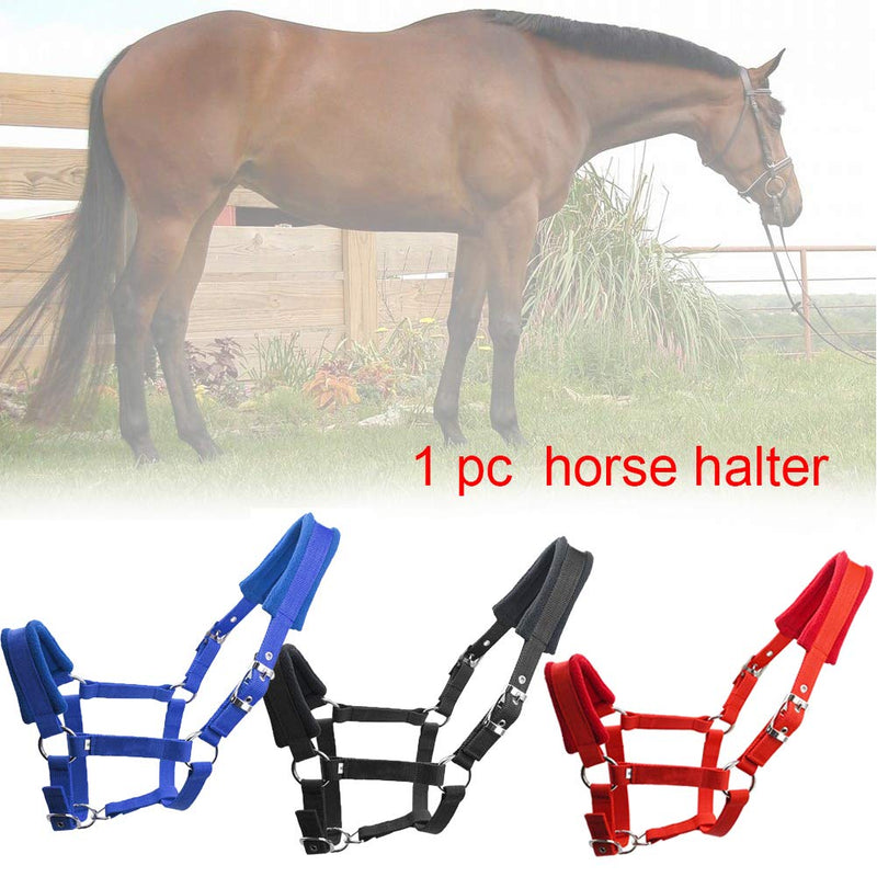 ZDYS Horses Halter,Fleece Horse Halter,Animal Fleece Headcollar, Equestrian Protection Padded With Replaceable Leather Breakaway Loop, Fleece-Lined Cheeks, Applied To Mini Horses And Foals L Red - PawsPlanet Australia