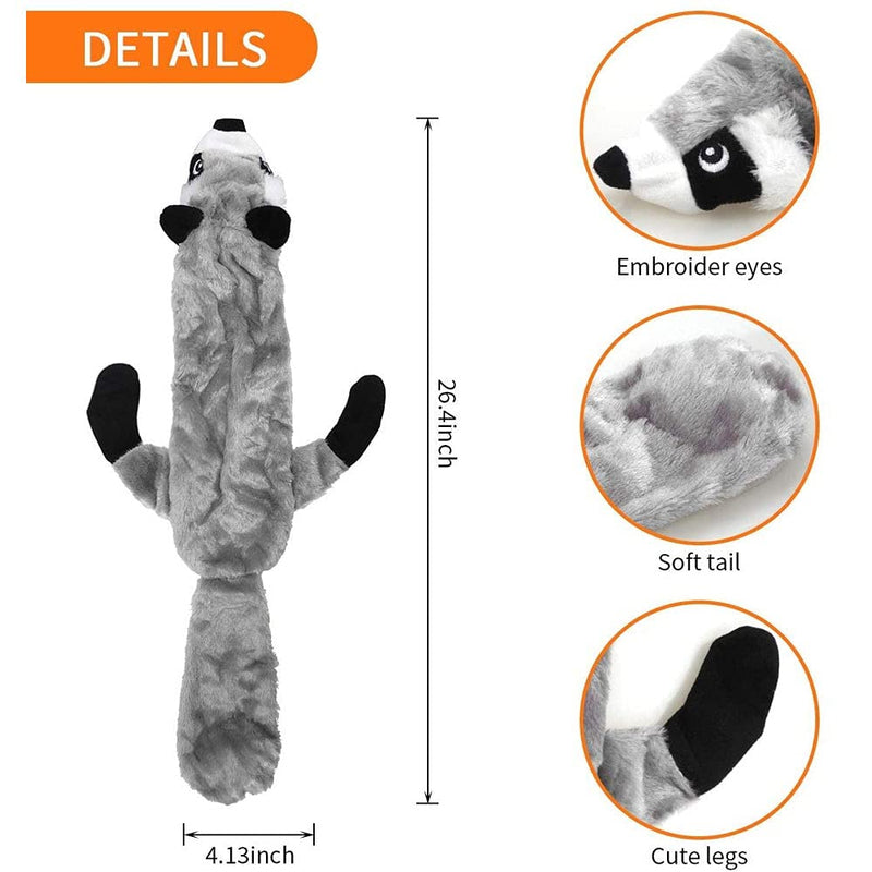 onebarleycorn - Squeaky Dog Toys,Dog Toy No Stuffing Durable Dog Plush Soft Toys Dog Chew Toys for Small,Medium and Large Dogs(2 Pack Wolf Raccoon) - PawsPlanet Australia