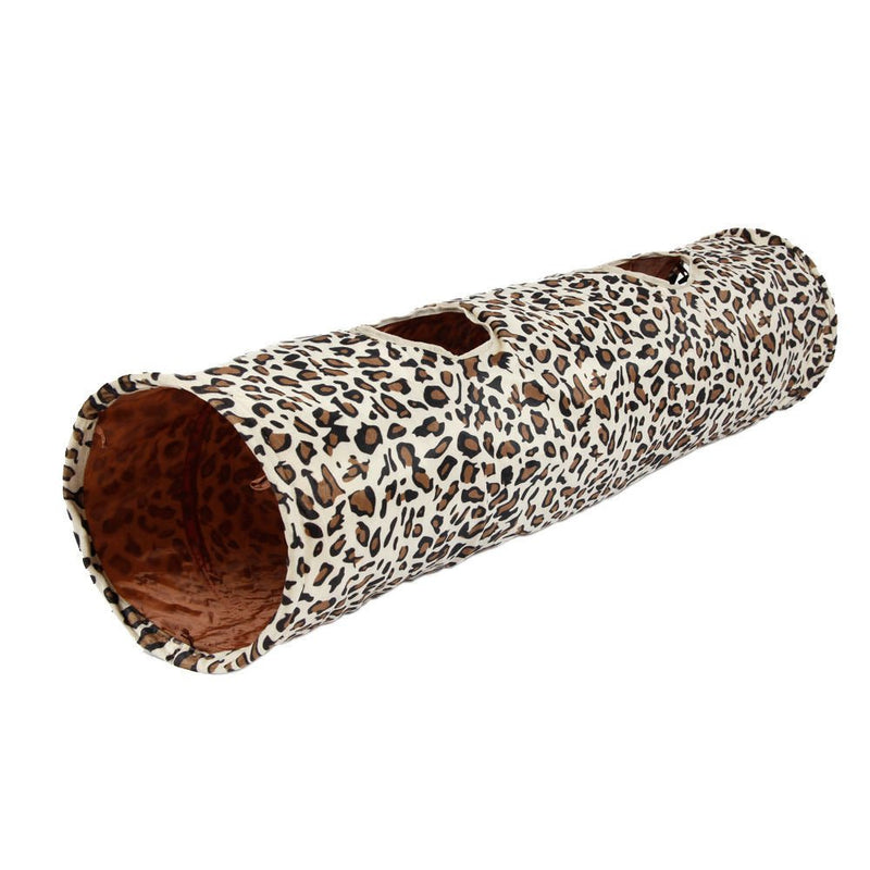 PAWZ Road Cat Tunnel Leopard Print Crinkly Cat Fun 2 Holes Long Tunnel Kitten Toys - PawsPlanet Australia