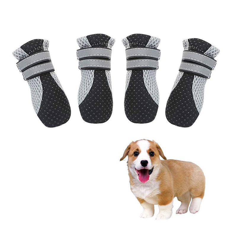 POPETPOP 4Pcs Pet Dog Walking Shoes, Breathable Puppy Safe Reflective Boots, Anti-Slip Paw Protector for Small Medium Large Dogs Outdoor Walking or Hiking M - PawsPlanet Australia