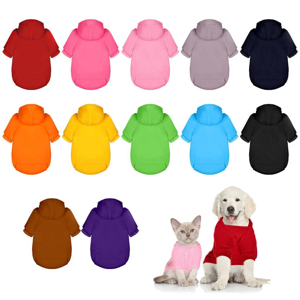 12 Pieces Winter Dog Hoodie Warm Sweatshirts with Pockets and Hat Soft Dog Costume Dog Sweaters for Small Pet Puppy Cats (Large) Large - PawsPlanet Australia
