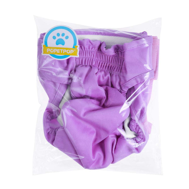 [Australia] - POPETPOP 2 Pack Dog Diapers Pants Reusable Dog Diapers Female Washable Sanitary Wraps Panties (Pink, Violet) XL 