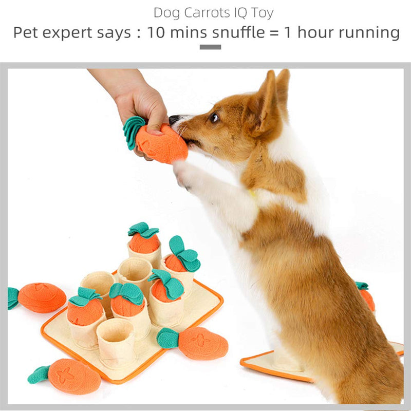 Pet Snuffle Toy Feeding Mat for Dogs，Interactive Dog IQ Training Treat Puzzle Toy，Durable Dog Feeder Bowl Nose Work Game Prop Encourage Natural Foraging Skill，Easy to Fill，Machine Washable (Carrot) Carrot - PawsPlanet Australia