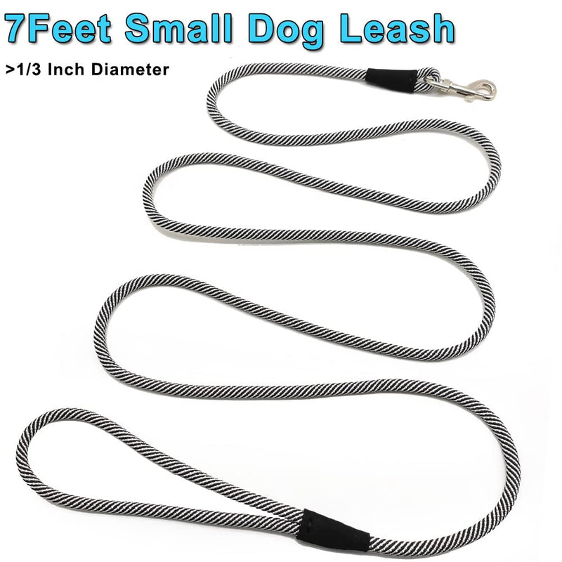 YUCFOREN Small Dog Leash 7Ft x 1/3" Rope Leash for Little Pets/Puppies/Small Animals/Extra Small Dogs, Strong Nylon Walking Leash Training Lead 7’ x 1/3" Black - PawsPlanet Australia