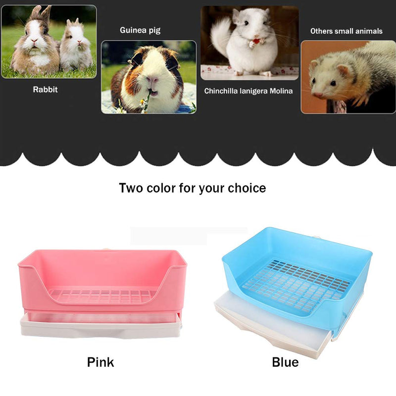 Baffect Corner Rabbit Litter Tray Corner Toilet House,Large Size Rabbit Cage Litter Box with Removable drawer for Small Animal Rabbit Guinea Pig L (Pink) Pink - PawsPlanet Australia