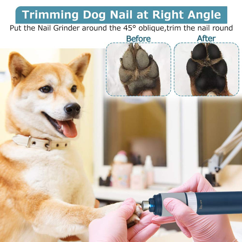 [Australia] - Merisny Dog Nail Grinder with LED Light, Professional Dog Nail Clippers Trimmers,Quiet Stepless Speed 20h Working Time Electric Nail File Pet Nail Grinder for Large Medium Small Dogs Cats 