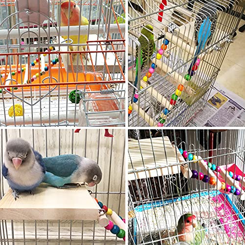 Bird Ladder Toys, Wood Parrot Bird Perch Stand Platform with 8 Ladders Swing Bridge for Pet Training Playing, Flexible Birds Cage Accessories Decoration for Cockatiel Parakeet - PawsPlanet Australia
