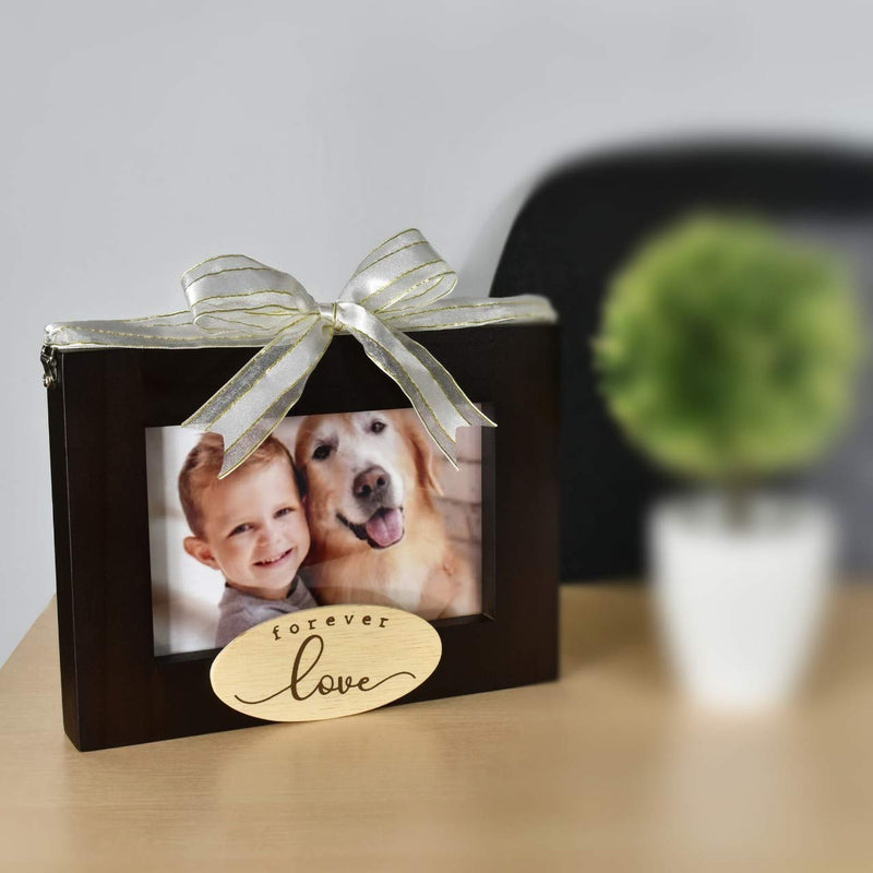 [Australia] - I’m Solid Wood Pet Memorial 2 Sided Picture Frame to Stand & Hang, Great for Pet Remembrance Sympathy Gift, Loss of Pets Dog or Cat Keepsake :Forever Love/Your Pawprint in My Heart”, 4x6 (Brown) Brown 