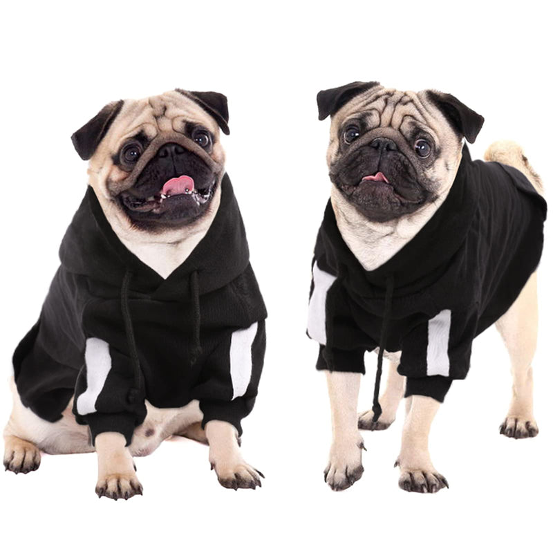 Dog Hoodie Sweatshirt Clothes Apparel Fleece Hoodie Sweater Cotton Jacket Sweat shirt Coat for Small Medium Large Dogs Cats, Soft Warm Dog Hoodie Sweater with Pocket, Cold Weather Clothes (Black XS) X-Small(Chest girth:15.7") - PawsPlanet Australia