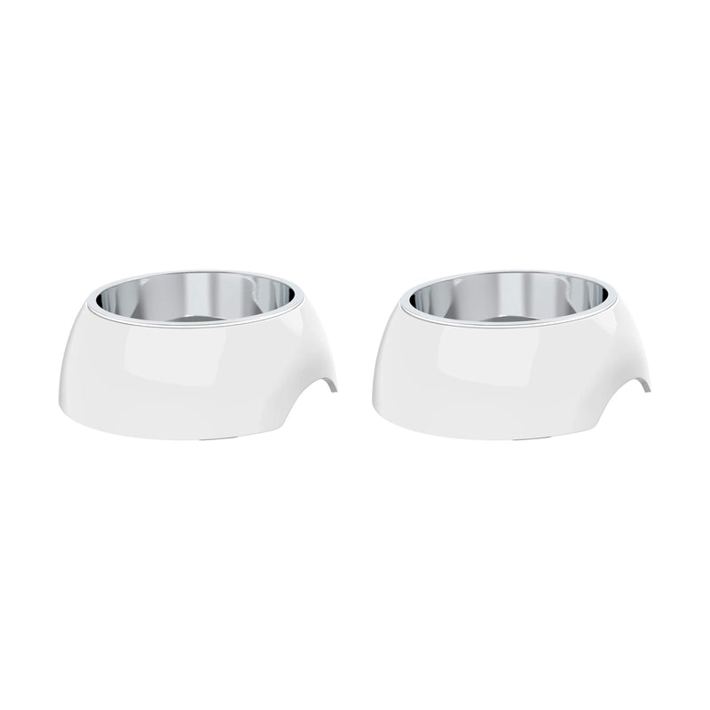 [Australia] - PETMAKER Pet Bowls – Raised Stainless Steel & Plastic Nonslip Rubber Bottom Food & Water Station for Pets White 12 oz 