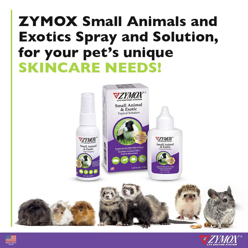 Zymox Small Animal & Exotic Topical Solution, 1.25 oz. – Supports Healthy Skin & Ears for Dog, Cat, Rabbit, Guinea Pig, Ferret, Hamster, Chinchilla, Monkey - PawsPlanet Australia