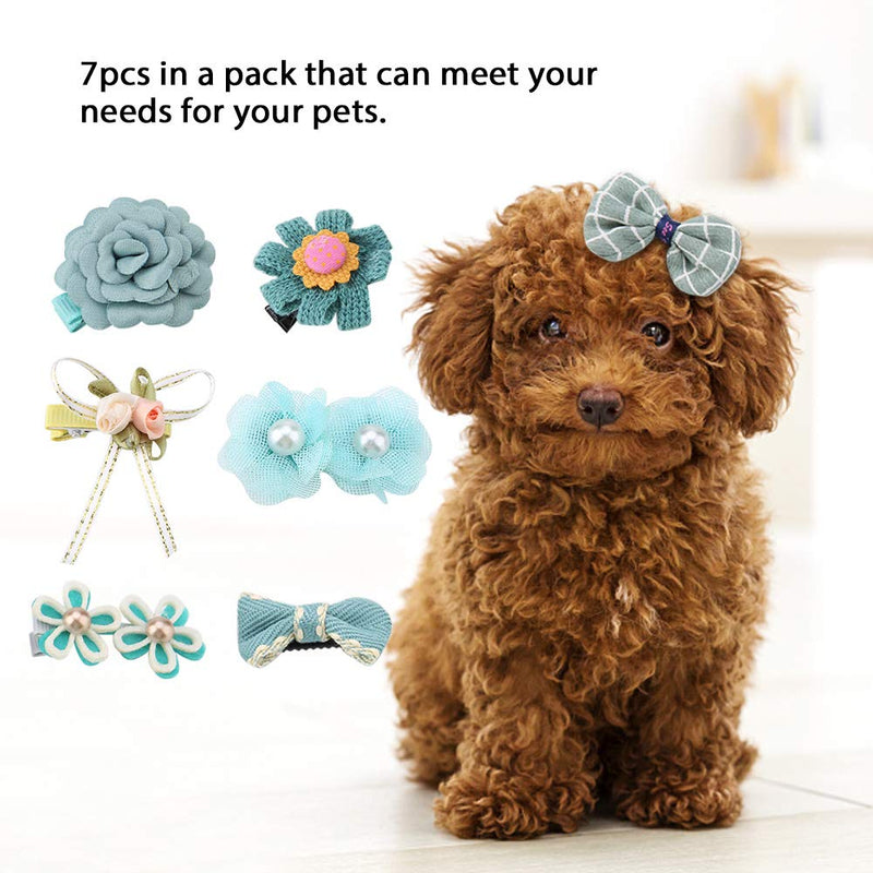 Xinapy 7Pcs Dog Hair Clips,Lovely Mixed Styles Pets Bow Flowers Clip Hairpins for Cats Small Dogs Hair Grooming Accessories green - PawsPlanet Australia