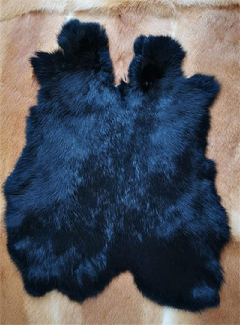 [Australia] - N\A Pet Bed Mat 100% Rabbit Fur Deluxe Dog Crate Pad Ultra Soft Durable Self Warming Kennel Mattress for Dogs and Cats Rabbit Fur Pelt Rabbit Fur Hide Black 