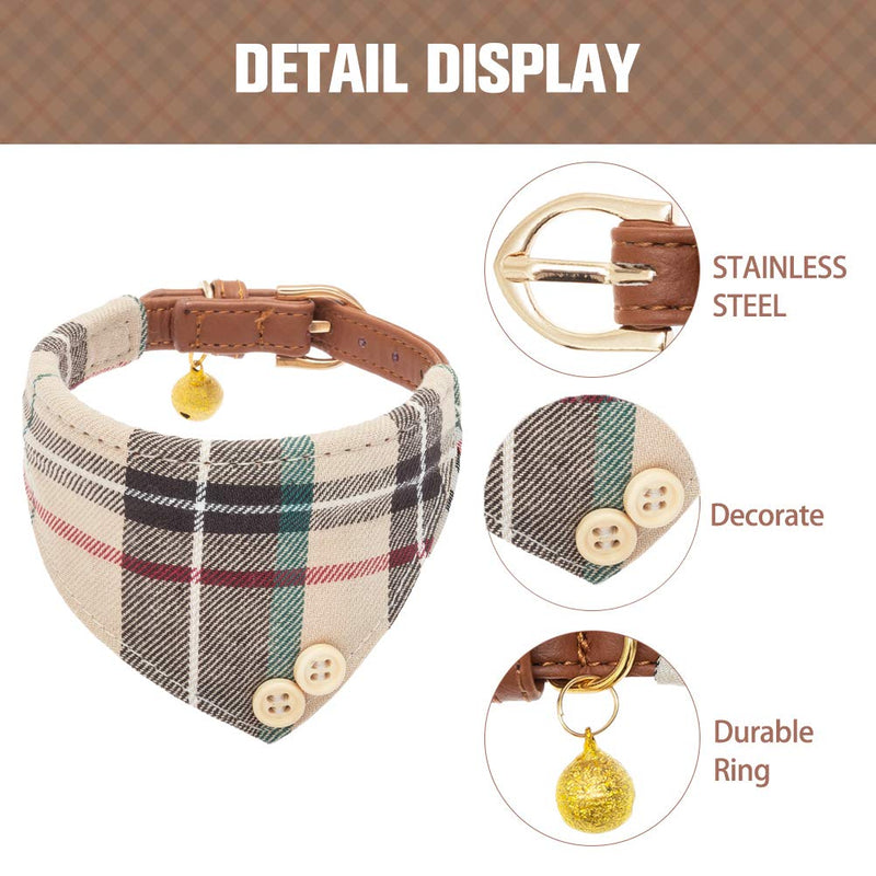 [Australia] - Bow Tie Dog Collar and Leash Set for Small Dogs - Puppy Leash Collars Classic Plaid - Adjustable Size with Golden Bell - Perfect for Small Breeds Boys 