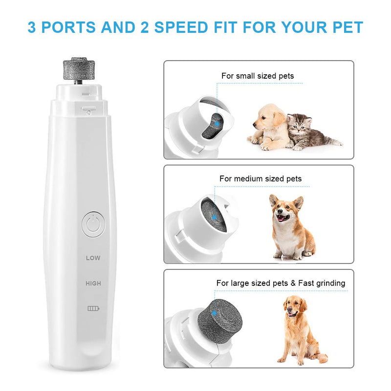 [Australia] - omitium Pet Dog Nail Grinder, Rechargeable Powerful Pet Nail Trimmer Quiet Low Vibration Painless Paws Grooming for Small Medium Large Dogs Cats Birds Animals 