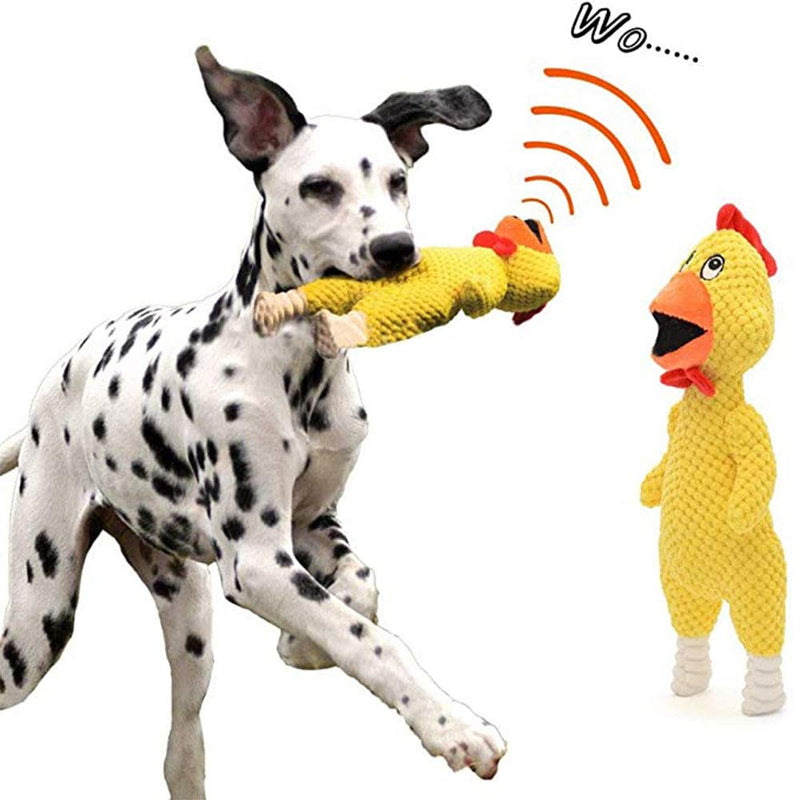 Amasawa Stuffed Dog Toy, Puppy Squeaky Dog Toys, Chicken Shape Plush Toy, Pet Chew Toys, for Large Small Medium Durable Plush Squeaker Dog Toys Yellow - PawsPlanet Australia