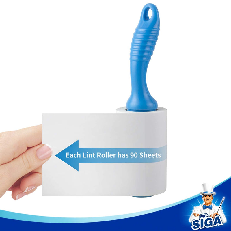 MR.SIGA Extra Sticky Lint Roller, lint roller, lint remover, animal hair lint roller with simple tear sheets, 450 sheets in total, pack of 5, blue - PawsPlanet Australia