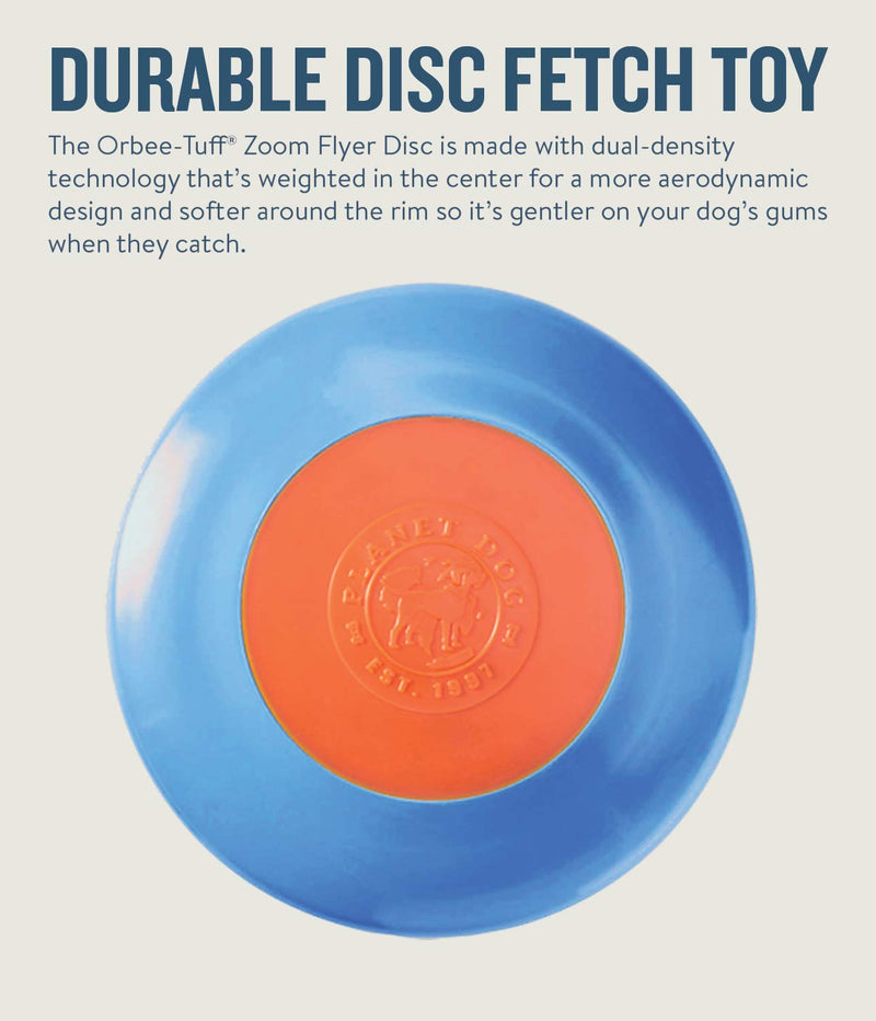 Planet Dog Orbee-Tuff Zoom Flyer Toss and Fetch Dog Toy Blue/Orange - PawsPlanet Australia