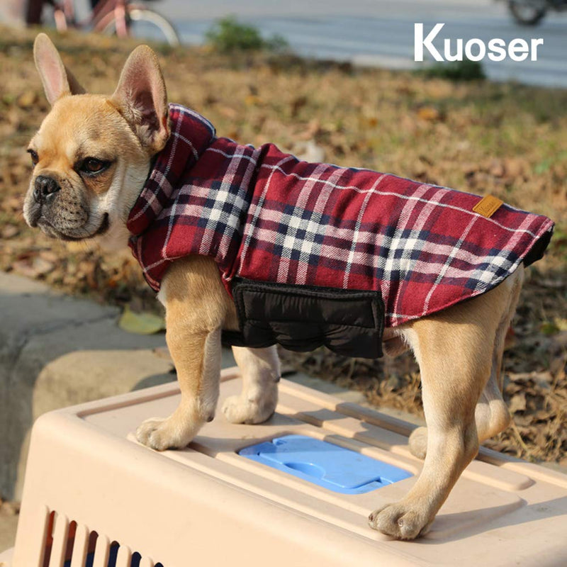 Kuoser Dog Coats Dog Jackets Waterproof Coats for Dogs Windproof Cold Weather Coats Small Medium Large Dog Clothes Reversible British Style Plaid Dog Sweaters Pets Apparel Winter Vest for Dog Red S S(Chest:14.6-17.7", Body: 12.6") - PawsPlanet Australia