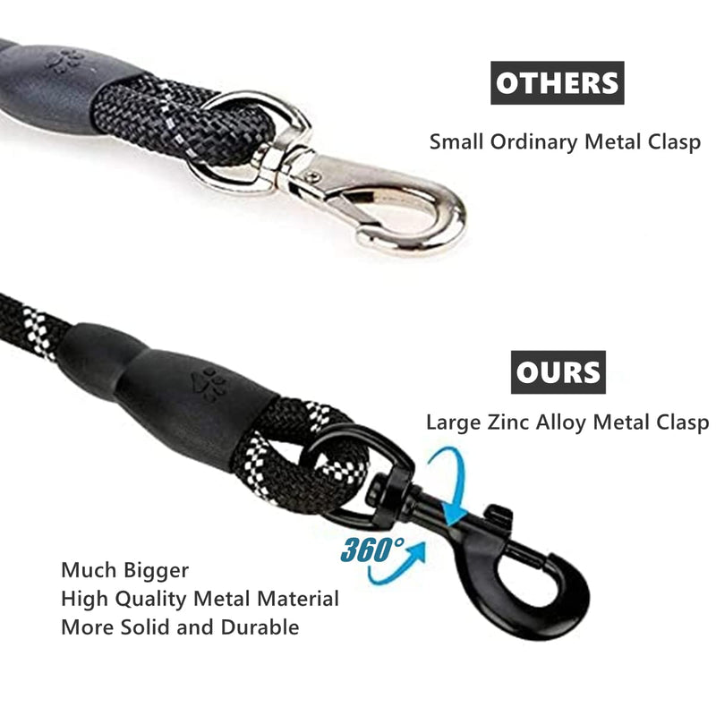 Premium dog leash, 2M/3M strong dog training leash with comfortable padded handle, reflective strips and durable metal clasp for medium and large dogs of all sizes (3m) 3m - PawsPlanet Australia