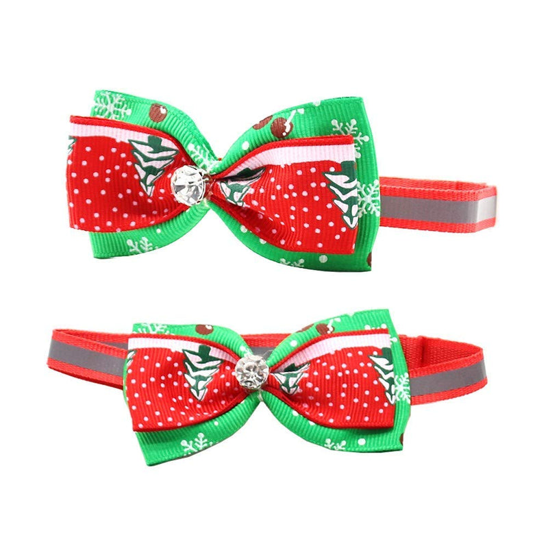 kungfu Mall Pet Cat Dog Collar Christmas Bow Tie Adjustable Pet Collars Bowtie Lovely Sweet Neck Decoration Christmas Tree Snow Pattern Party Wedding Decor - PawsPlanet Australia