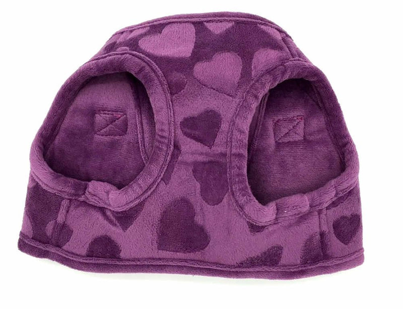 Purple Lovely Heart Print Small Cute Fleece Padded Dog Puppy Harness Winter Pet Cat Harnesses,Small Size - PawsPlanet Australia