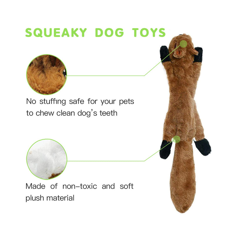 JINYJIA Plush Squeaky Dog Chew Toys, No Stuffing Durable 2 Pack Toys Set, for Puppy Small Medium Dogs Avoid Boredom - Squirrel Raccoon - PawsPlanet Australia