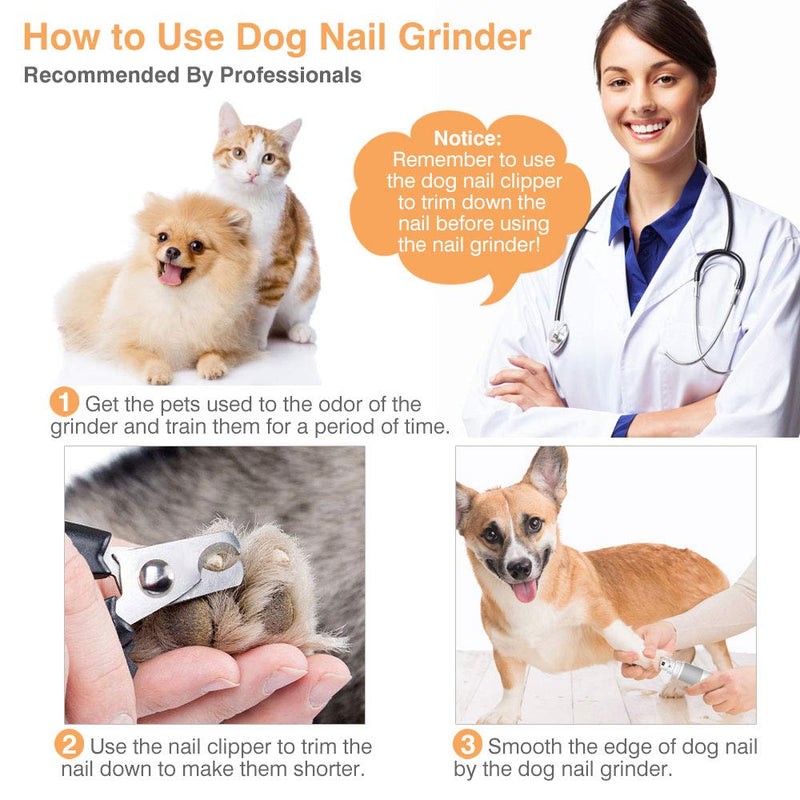 [Australia] - Dog Nail Grinder Nail Files Grinder Dog Nail Trimmer and Gromming Tools Powerful 2 Speed Rechargeable Electric Pet Claw for Large Small Dogs Cats, White 