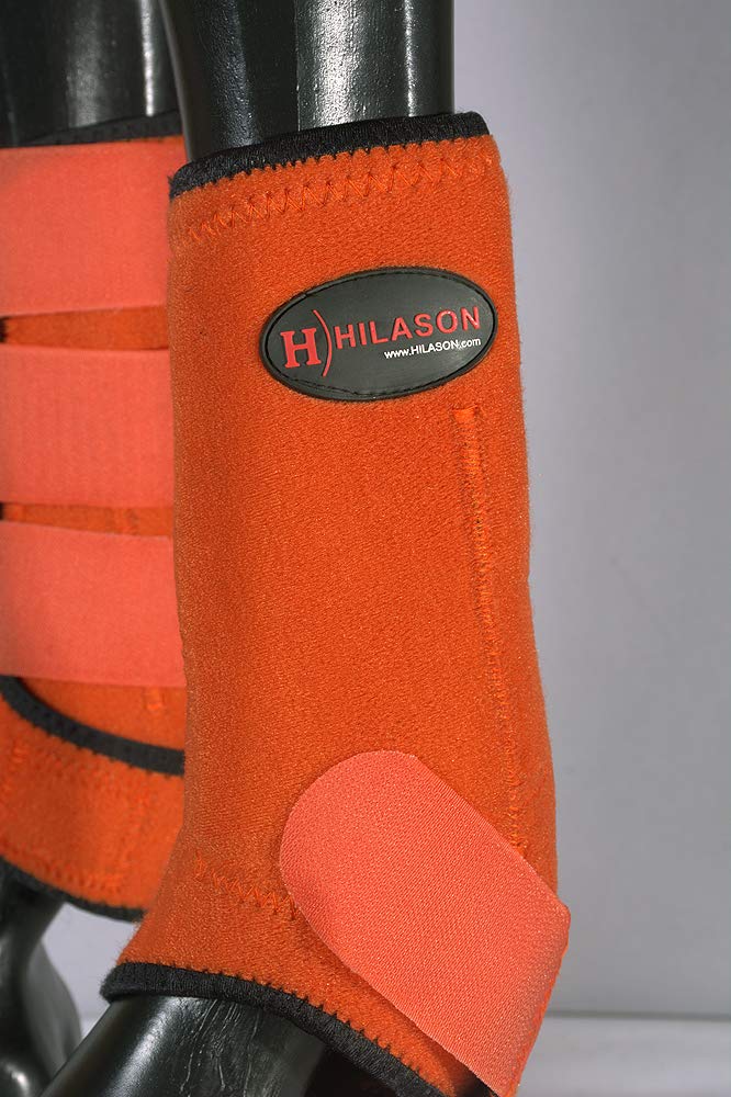 [Australia] - HILASON Horse Hind/Rear Leg Protection Sports Boot Pair Orange Black Small 