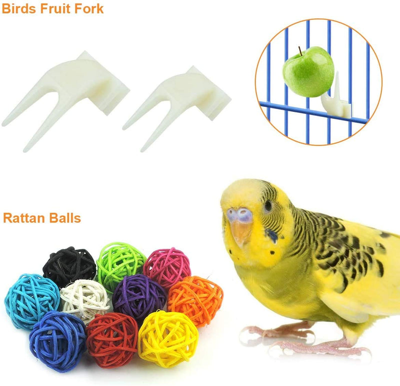 Trecynd 16 Packs Bird Toys Parrot Swing Toys, Chewing Toys Colorful Hanging Bell Pet Cage Toys Hammock bird perch stand Suitable for Small Parakeets, Conures, Love Birds, Cockatiels, Macaws, Finches - PawsPlanet Australia